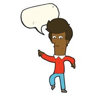 cartoon man pointing with speech bubble N139