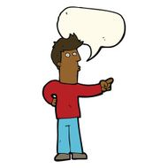 cartoon curious man pointing with speech bubble N7