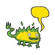 cartoon little fire demon with speech bubble N15