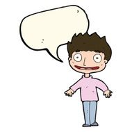 cartoon excited boy with speech bubble N106