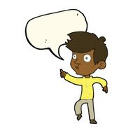 cartoon pointing boy with speech bubble N22