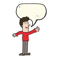 cartoon man reaching with speech bubble N7