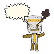 cartoon funny gold robot with speech bubble N8