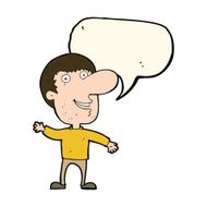 cartoon waving man with speech bubble N27