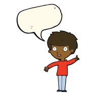 cartoon boy with idea speech bubble N58