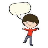 cartoon excited boy with speech bubble N107