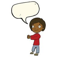 Cartoon happy boy with speech bubble N165