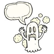 cartoon spooky ghost with speech bubble N36