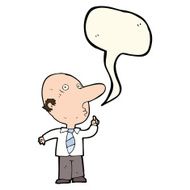 cartoon bald man asking question with speech bubble N7