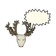 cartoon stag head with speech bubble N4