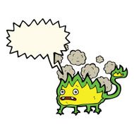 cartoon little fire demon with speech bubble N17