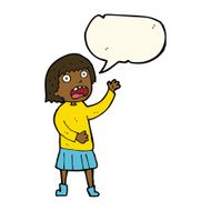 cartoon stressed out woman with speech bubble N14