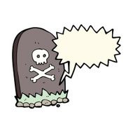 cartoon grave with speech bubble N4