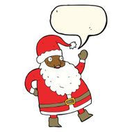 funny waving santa claus cartoon with speech bubble N16