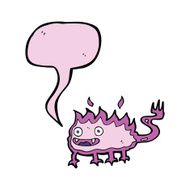 cartoon little fire demon with speech bubble N18