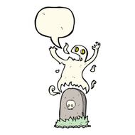 cartoon ghost rising from grave with speech bubble N17