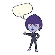 cartoon vampire girl with speech bubble N169