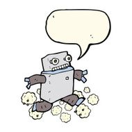 cartoon running robot with speech bubble N8