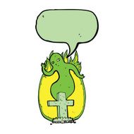 cartoon ghost rising from grave with speech bubble N18