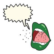cartoon sneezing mouth with speech bubble N5