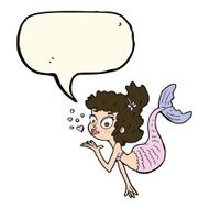 cartoon pretty mermaid with speech bubble N29