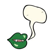 cartoon vampire fangs with speech bubble N6