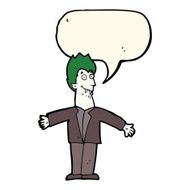 cartoon vampire man with speech bubble N77