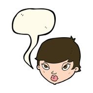 cartoon unimpressed woman with speech bubble N4