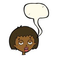 cartoon bored woman with speech bubble N21
