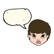 cartoon sulking woman with speech bubble N7