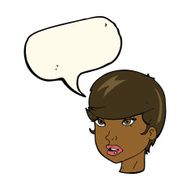 cartoon pretty female face with speech bubble N74