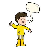cartoon poor boy with positive attitude speech bubble N7