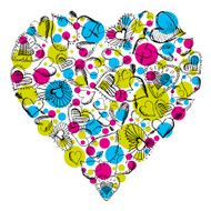 big heart with many scribble hearts