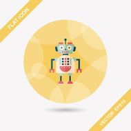 robot concept flat icon with long shadow eps10 N217