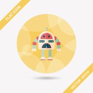 robot concept flat icon with long shadow eps10 N224