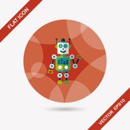 robot concept flat icon with long shadow eps10 N231
