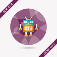 robot concept flat icon with long shadow eps10 N236