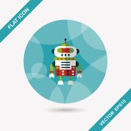 robot concept flat icon with long shadow eps10 N242