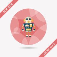 robot concept flat icon with long shadow eps10 N243