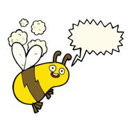funny cartoon bee with speech bubble N11