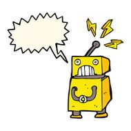 cartoon little robot with speech bubble N4