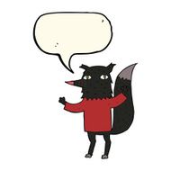 cartoon wolf with speech bubble N13