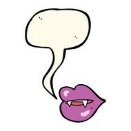 cartoon vampire fangs with speech bubble N7