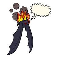 cartoon spooky bat with speech bubble N4