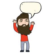 cartoon bearded man waving arms with speech bubble N7