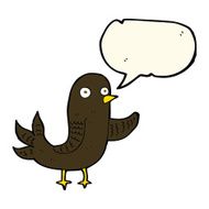 cartoon waving bird with speech bubble N13