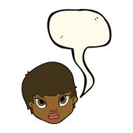 cartoon sulking woman with speech bubble N8