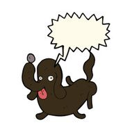 cartoon dog sticking out tongue with speech bubble N9