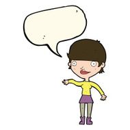 cartoon happy woman with speech bubble N183