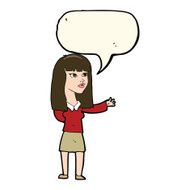 cartoon woman gesturing to show something with speech bubble N15